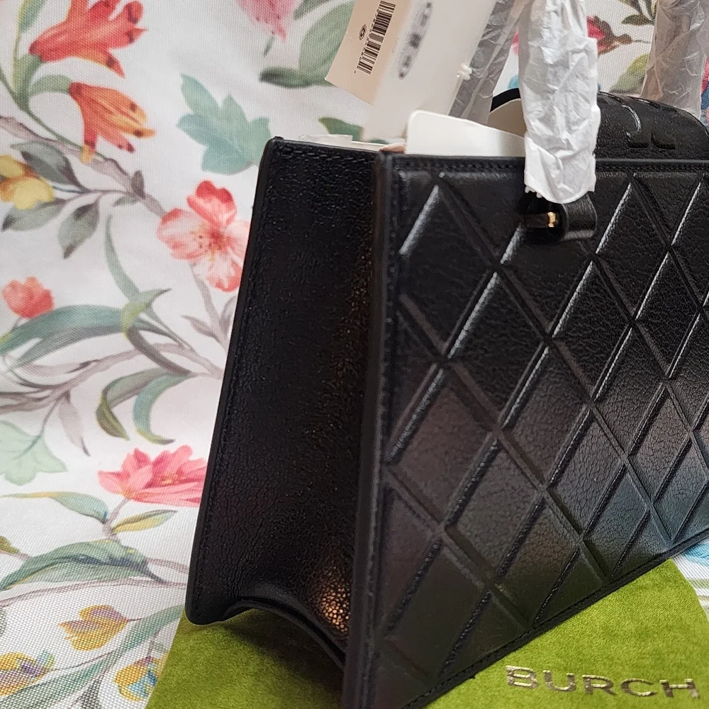 Tory Burch New York Fleming East-West Satchel Leather Black Small NWT